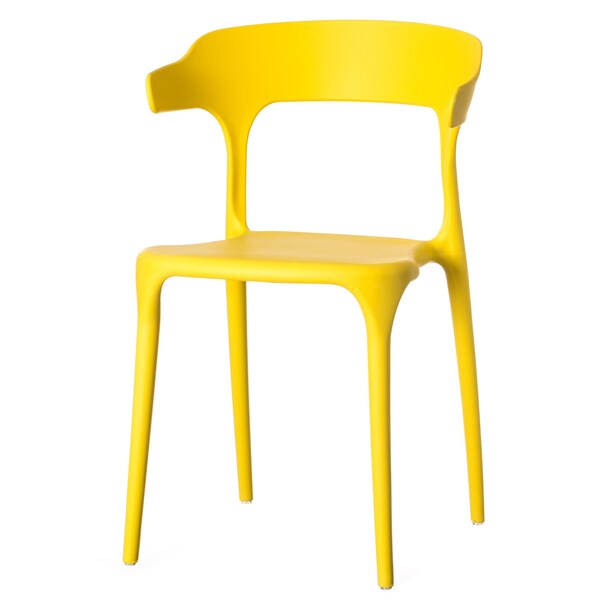 Fabulaxe Modern Plastic Outdoor Dining Chair with Open U Shaped Back, Yellow - QI004228.YL