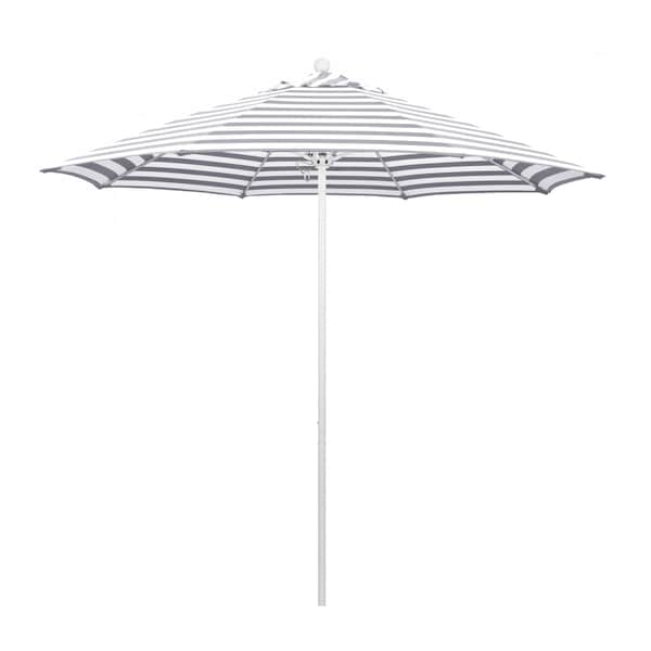 California Umbrella Patio Umbrella, Octagon, 103" H, Olefin Fabric, Gray White Cabana Stripe - 194061007761