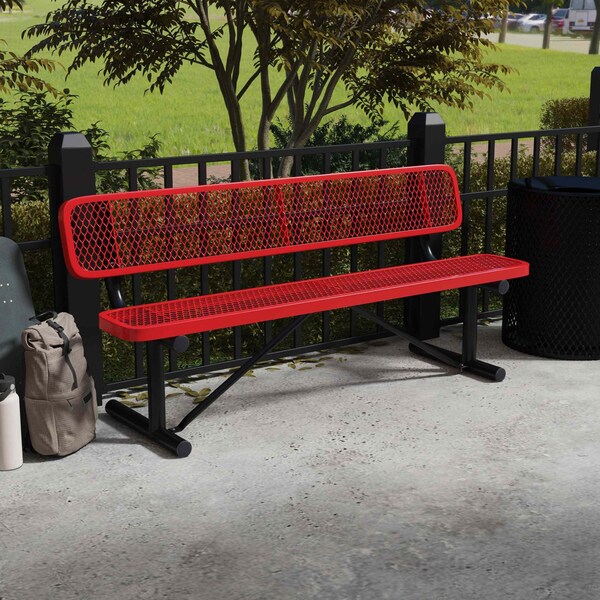 Leisure Craft Leisure Craft 6 FT Outdoor Bench with Back, Portable, Red - B6WBP-RED