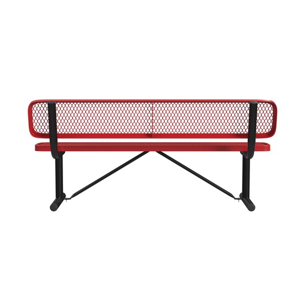 Leisure Craft Leisure Craft 6 FT Outdoor Bench with Back, Portable, Red - B6WBP-RED