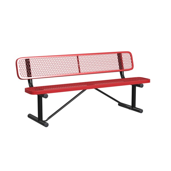 Leisure Craft Leisure Craft 6 FT Outdoor Bench with Back, Portable, Red - B6WBP-RED