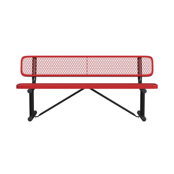 Leisure Craft Leisure Craft 6 FT Outdoor Bench with Back, Portable, Red - B6WBP-RED