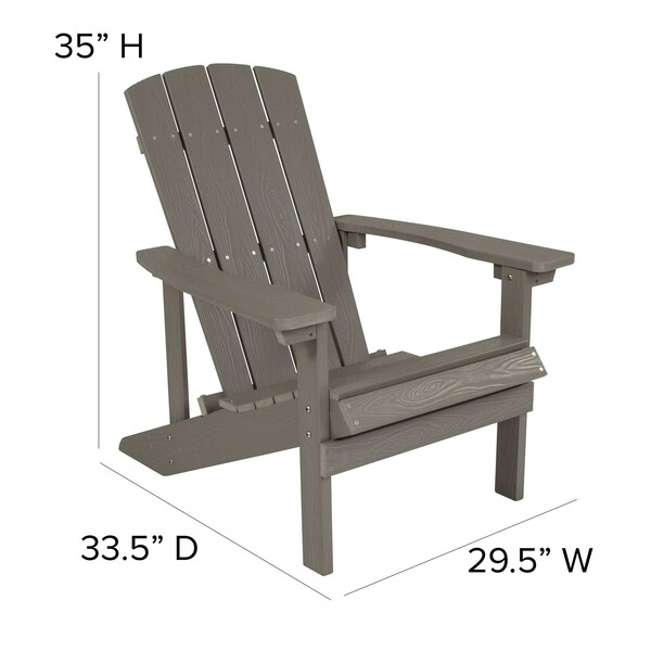 Flash Furniture Gray Adirondack Side Table and 2 Chair Set - JJ-C14501-2-T14001-GY-GG