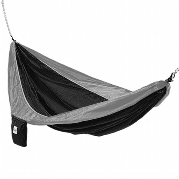 Kings Pond Enterprises Kings Pond Enterprises 10208-KP Hammaka Parachute Silk Lightweight Portable Double Hammock - Black & Grey - 10208-KP