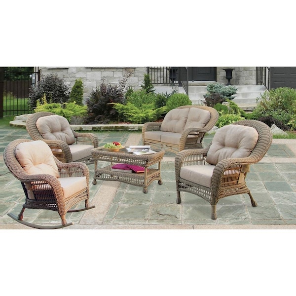 Bold Fontier Outdoor Garden Patio Rocking Chairs Conversation Set - 5 Piece - BO4239682