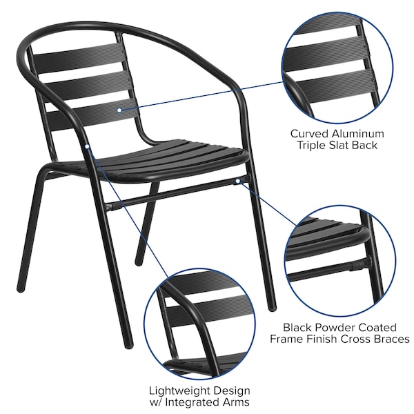 Flash Furniture 5PC Patio Set-55" Glass Table, 4 Black Chairs - TLH-089REC-017CBK4-GG