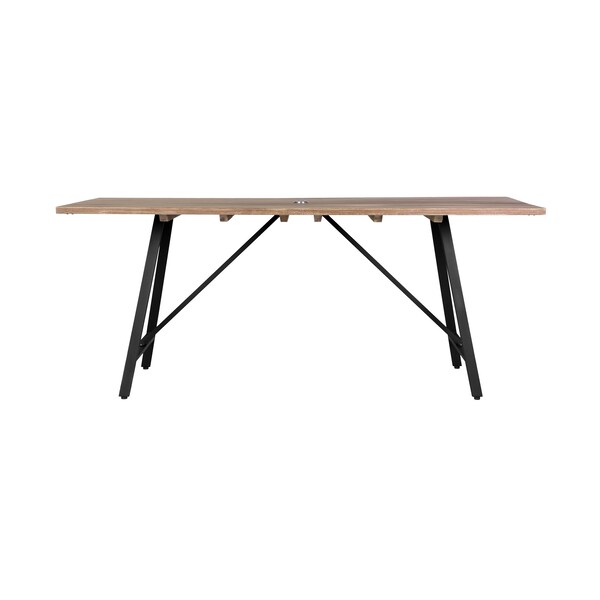 Armen Living Koala Outdoor Patio Light Eucalyptus Wood and Metal Rectangle Dining Table - 840254332300