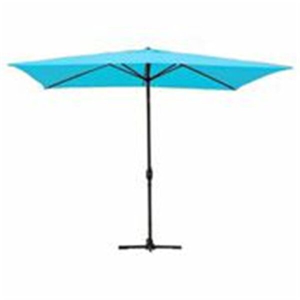Propation 6.5 x 10 Ft. Aluminum Patio Market Umbrella Tilt with Crank - Turquoise Fabric & Black Pole - PR2593376