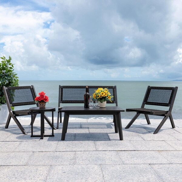 Safavieh Kobina Outdoor Living Set, Black & Black - 5 Piece - PAT7314C-2BX