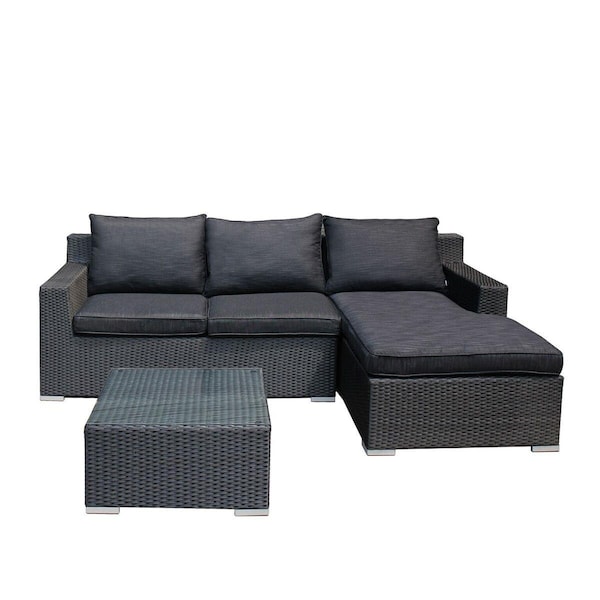 Brujula 3 Piece Outdoor Furniture Patio Resin Wicker Aluminum Frame Chaise Lounge Set - BR2214870