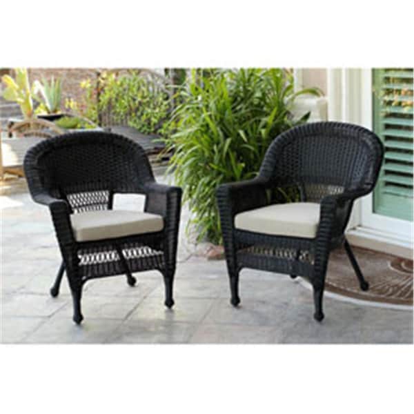 Propation W00207-C-2-FS006-CS Black Wicker Chair with Tan Cushion - PR769015