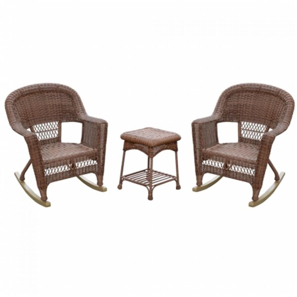 Propation Santa Maria Espresso Rocker Wicker Chair Set with Cushions, Black - 3 Piece - PR2593390