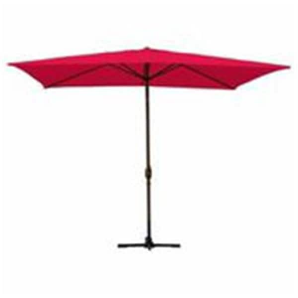 Propation 6.5 x 10 Ft. Aluminum Patio Market Umbrella Tilt with Crank - Red Fabric & Bronze Pole - PR330415
