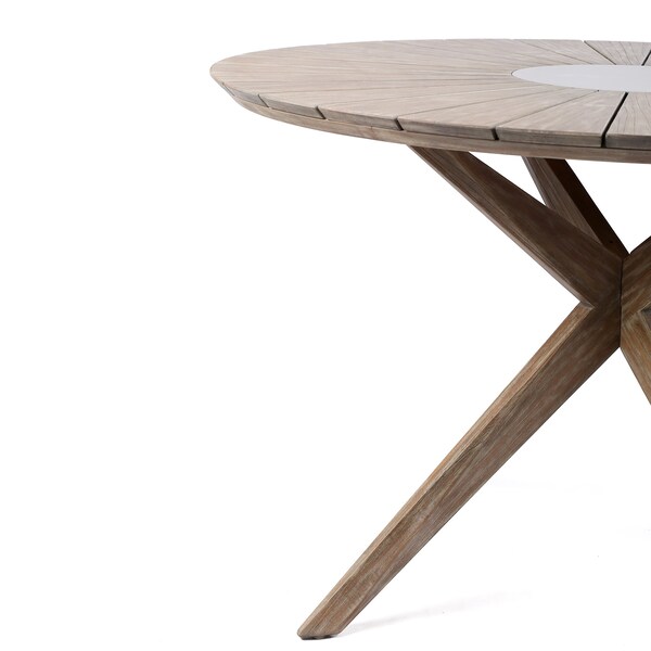 Armen Living Sachi and Nabila Outdoor 5 Piece Light Eucalyptus and Concrete Dining Set - 840254333383