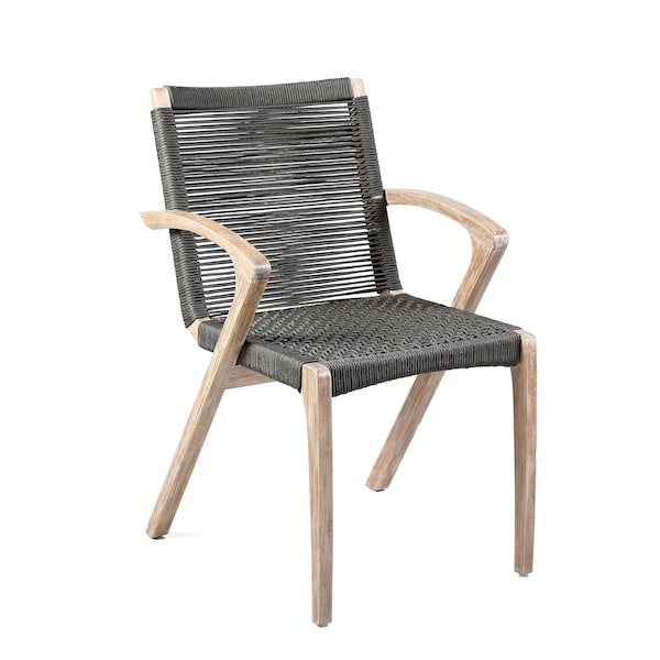 Armen Living Sachi and Nabila Outdoor 5 Piece Light Eucalyptus and Concrete Dining Set - 840254333383