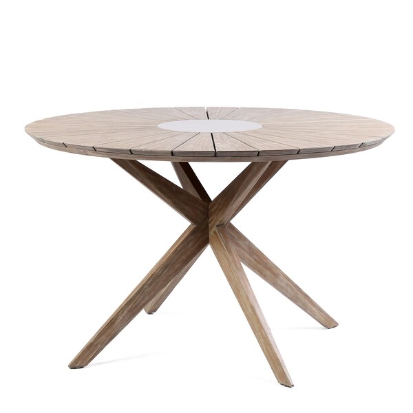 Armen Living Sachi and Nabila Outdoor 5 Piece Light Eucalyptus and Concrete Dining Set - 840254333383