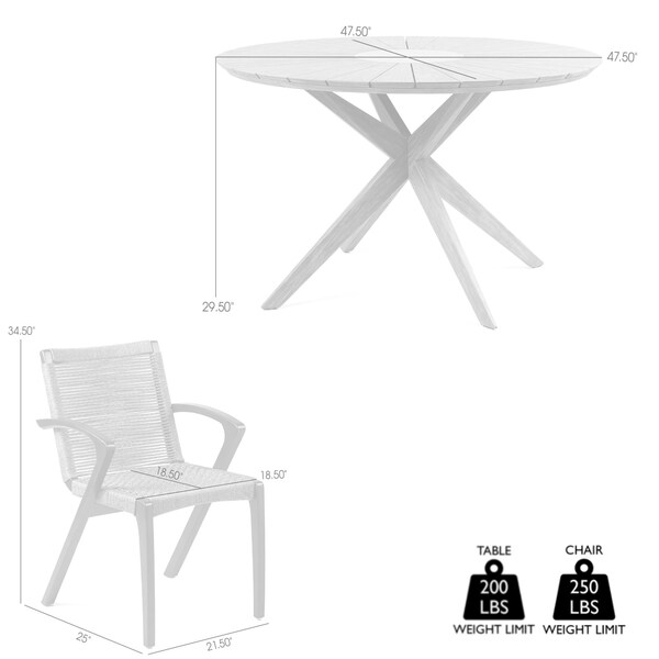 Armen Living Sachi and Nabila Outdoor 5 Piece Light Eucalyptus and Concrete Dining Set - 840254333383