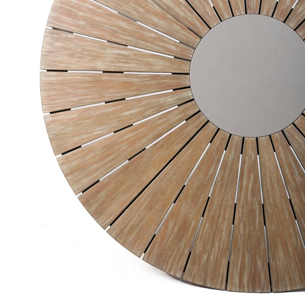 Armen Living Sachi and Nabila Outdoor 5 Piece Light Eucalyptus and Concrete Dining Set - 840254333383