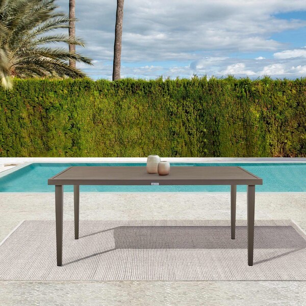 Armen Living Silvana Outdoor Aluminum Gray Rectangle Dining Table - 840254332928