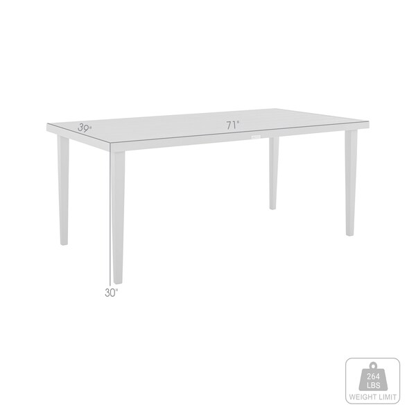 Armen Living Silvana Outdoor Aluminum Gray Rectangle Dining Table - 840254332928