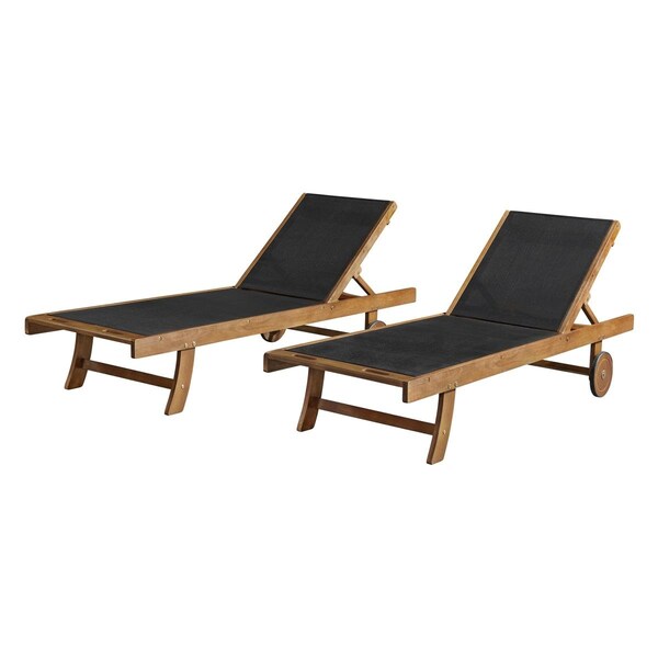 Kd Cama De Bebe Caspian Eucalyptus Wood Outdoor Lounge Chair with Mesh Seating - Set of 2 - KD3250846