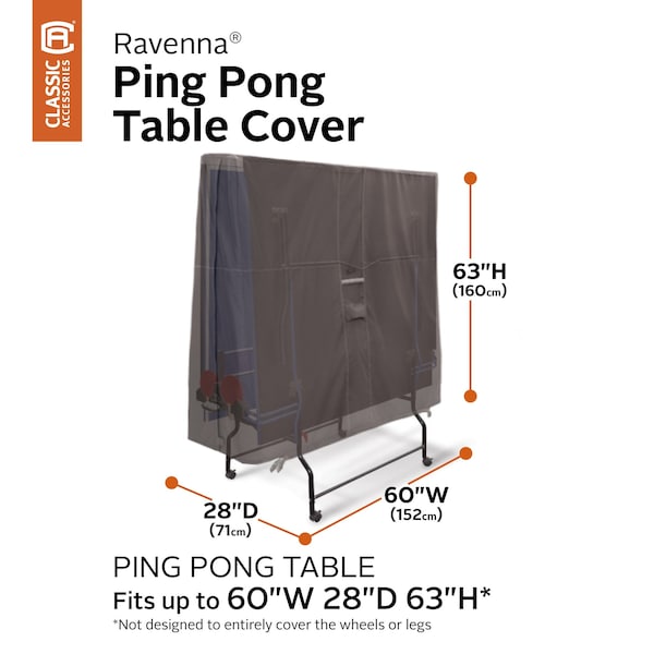 Classic Accessories Ravenna Water-Resistant Ping Pong Table Cover, 60 x 28 x 63 in. - 56-488-015101-EC
