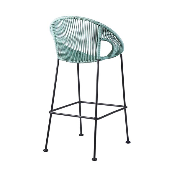 Armen Living Acapulco 30" Indoor Outdoor Steel Bar Stool with Wasabi Rope - LCACBAWSB30
