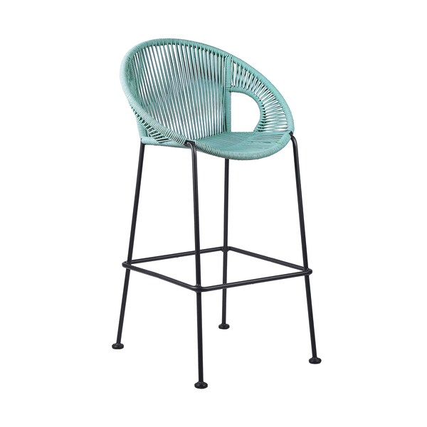 Armen Living Acapulco 30" Indoor Outdoor Steel Bar Stool with Wasabi Rope - LCACBAWSB30