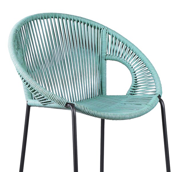 Armen Living Acapulco 30" Indoor Outdoor Steel Bar Stool with Wasabi Rope - LCACBAWSB30