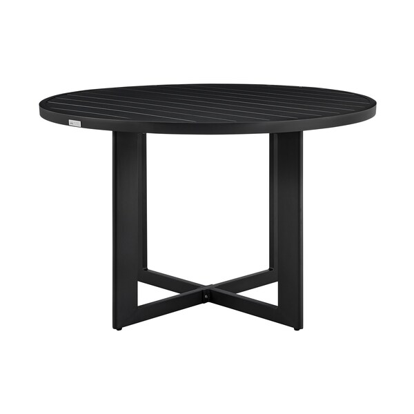 Armen Living Grand Outdoor Patio Round Dining Table in Aluminum - 840254332690