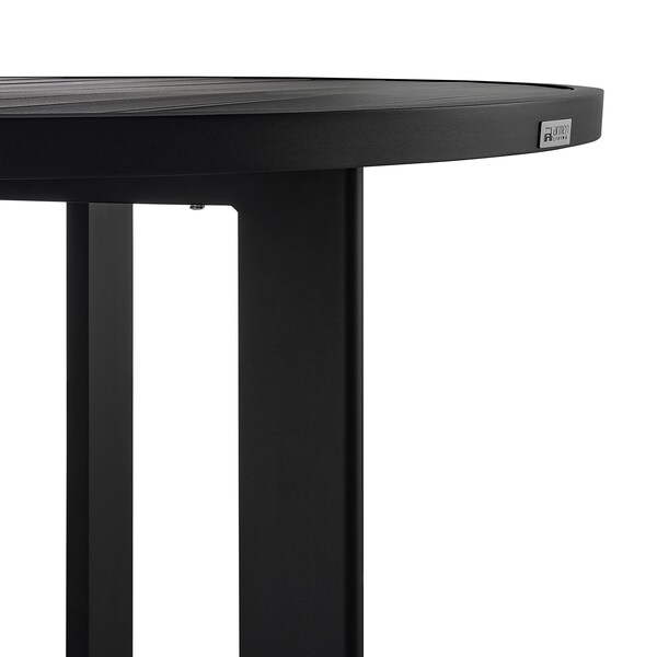 Armen Living Grand Outdoor Patio Round Dining Table in Aluminum - 840254332690