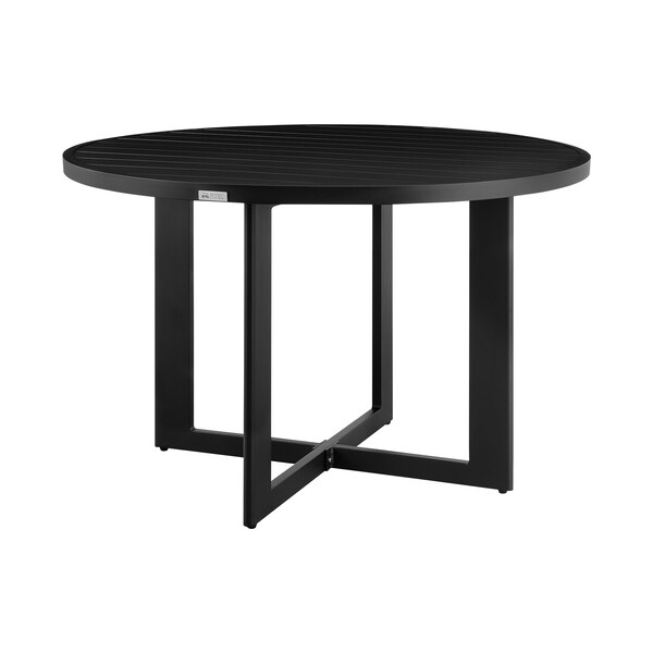 Armen Living Grand Outdoor Patio Round Dining Table in Aluminum - 840254332690