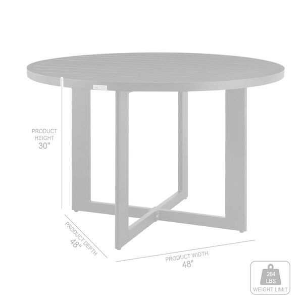 Armen Living Grand Outdoor Patio Round Dining Table in Aluminum - 840254332690