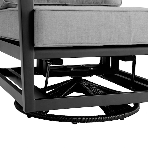 Armen Living Grand 3 Piece Black Aluminum Outdoor Seating Set with Dark Gray Cushions - 840254333086