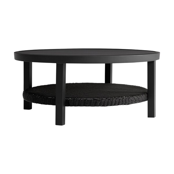 Armen Living Grand 3 Piece Black Aluminum Outdoor Seating Set with Dark Gray Cushions - 840254333086