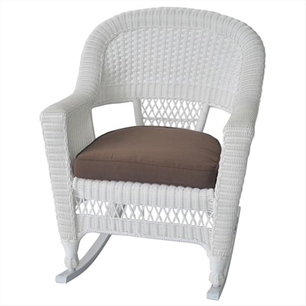 Propation W00206R-B-2-FS007 White Rocker Wicker Chair With Brown Cushion, 2PK - PR335427