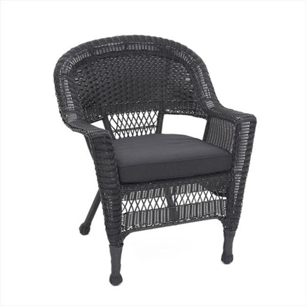 Jeco Jeco W00207-C-FS017 Black Wicker Chair With Black Cushion - W00207-C-FS017
