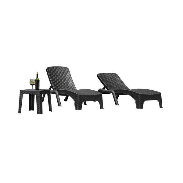 Rainbow Outdoor Roma 3-Piece Chaise Lounger Set-Anthracite - RBO-ROMA-ANT-3CL