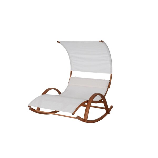 Blue Wave Bentwood Breeze Wood Frame Dual Rocking Lounger, White - NU6903