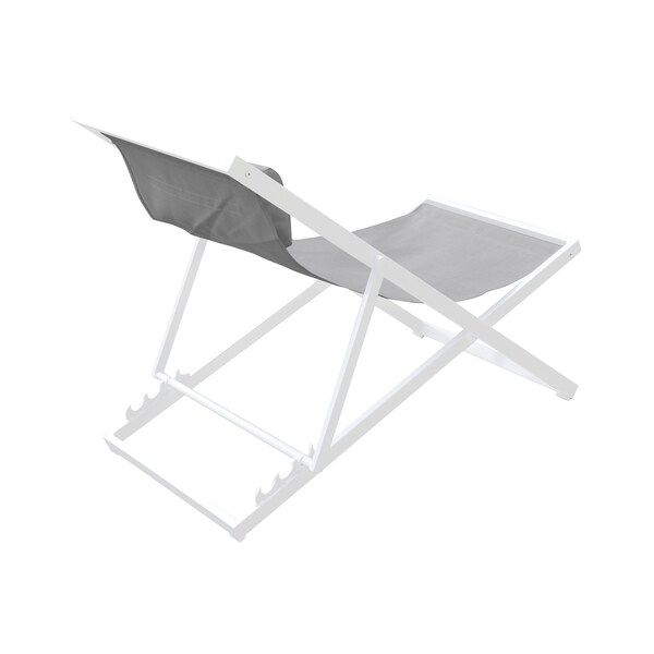 Armen Living Wave Outdoor Patio Aluminum Deck Chair in White Powder Coated Finish with Gray Sling Textilene - LCWALOWH