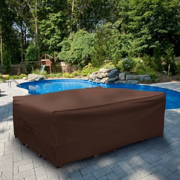 Mr. Bar-B-Q Premium Patio Cover, 120 in L, 90 in W, 40 in H, Polyethylene, Brown - 07843BB