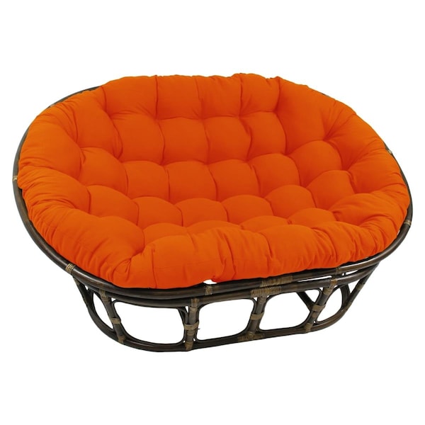 International Caravan 63 x 45 in. Rattan Double Papasan Chair with Twill Cushion, Tangerine Dream - 3304-TW-TD