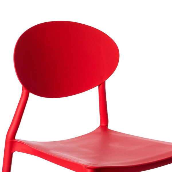 Fabulaxe Modern Plastic Outdoor Dining Chair with Open Oval Back Design, Red, PK 4 - QI004226.RD.4