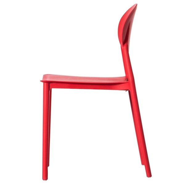 Fabulaxe Modern Plastic Outdoor Dining Chair with Open Oval Back Design, Red, PK 4 - QI004226.RD.4