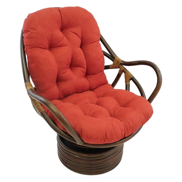 International Caravan Rattan Swivel Rocker with Micro Suede Cushion, Cardinal Red - 3310-MS-CR