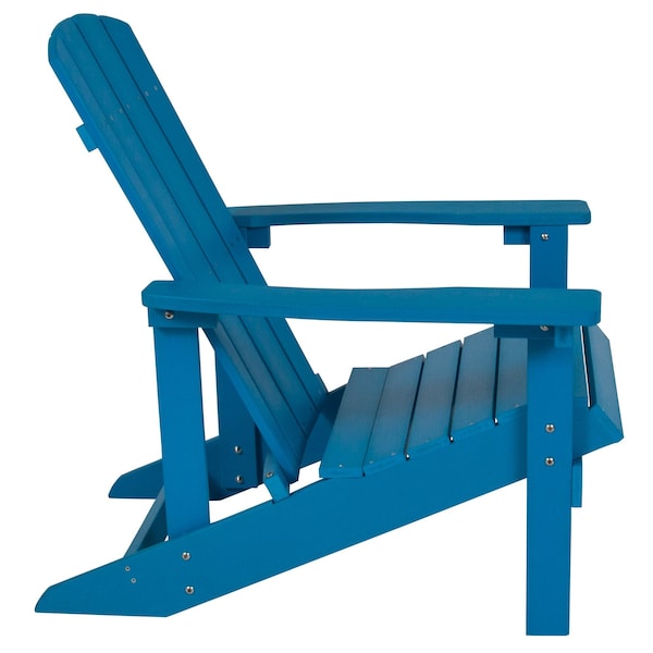 Flash Furniture Blue Poly Resin Adirondack Chair, PK 4 - 4-JJ-C14501-BLU-GG