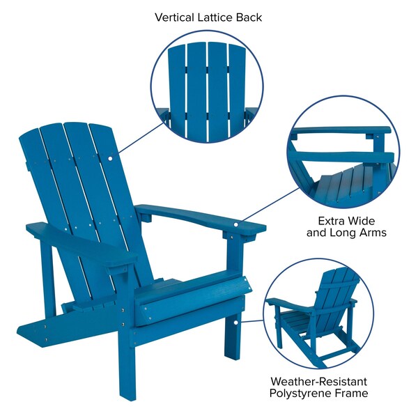 Flash Furniture Blue Poly Resin Adirondack Chair, PK 4 - 4-JJ-C14501-BLU-GG