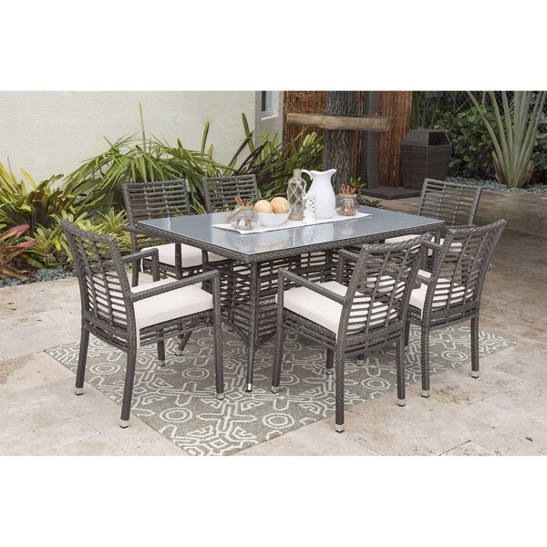 Panama Jack Outdoor Panama Jack Graphite 7-Piece Armchair Dining Set with Cushions - PJO-1601-GRY-7DA-CUSH