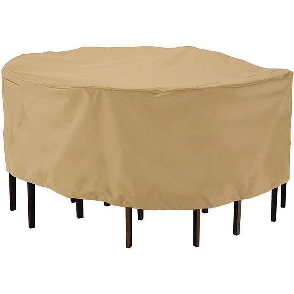 Classic Accessories Terrazzo Round Table/Chair Set Cover, Medium, Sand, 72"x72" - 58212-EC