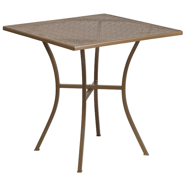 Flash Furniture Oia Commercial Grade 28" Square Gold Indoor-Outdoor Steel Patio Table - CO-5-GD-GG